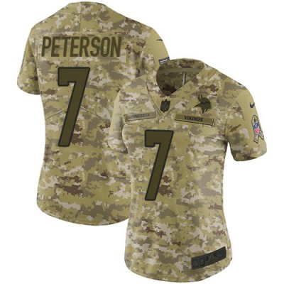 Nike Minnesota Vikings #7 Patrick Peterson Camo Women's Stitched NFL Limited 2018 Salute To Service Jersey
